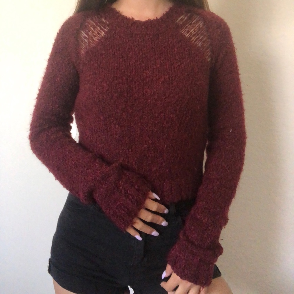 Burgundy Cropped Sweater
